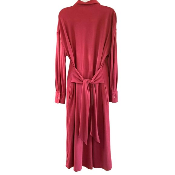 Jason Wu Long Sleeve Button-Down Midi Dress Red Size Large Retro Style Comfy - Picture 4 of 6